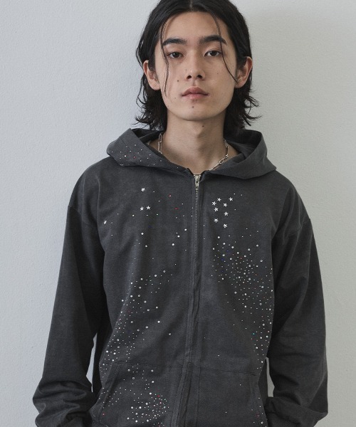 STONE  パーカー Shoowtime（ショウタイム） パーカー Vintage Wash Rhinestone Zip