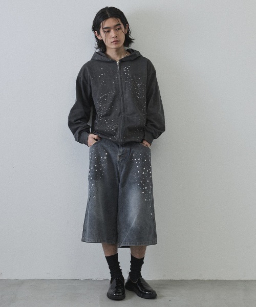 Shoowtime（ショウタイム） パーカー Vintage Wash Rhinestone Zip