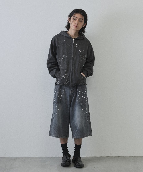 Shoowtime（ショウタイム） パーカー Vintage Wash Rhinestone Zip
