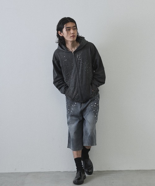Shoowtime（ショウタイム） パーカー Vintage Wash Rhinestone Zip