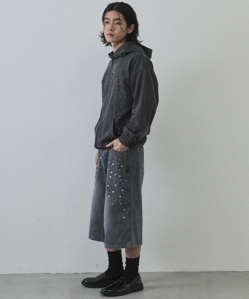 Shoowtime（ショウタイム） パーカー Vintage Wash Rhinestone Zip