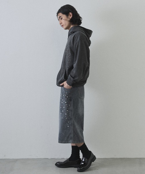 Shoowtime（ショウタイム） パーカー Vintage Wash Rhinestone Zip