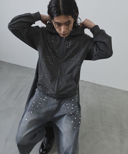 Shoowtime（ショウタイム） パーカー Vintage Wash Rhinestone Zip