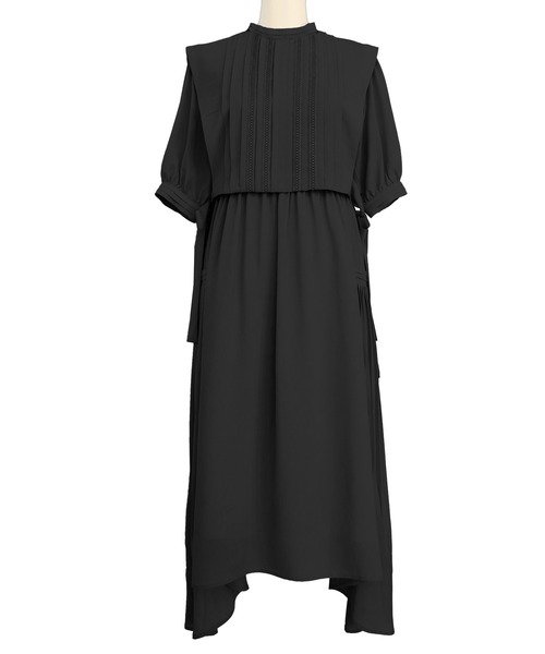 RUIRUE BOUTIQUE ワンピース ジレ付きサイドプリーツワンピース