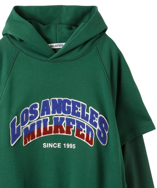 MILKFED. パーカー CHENILLE LOGO LAYERED SWEAT HOODIE