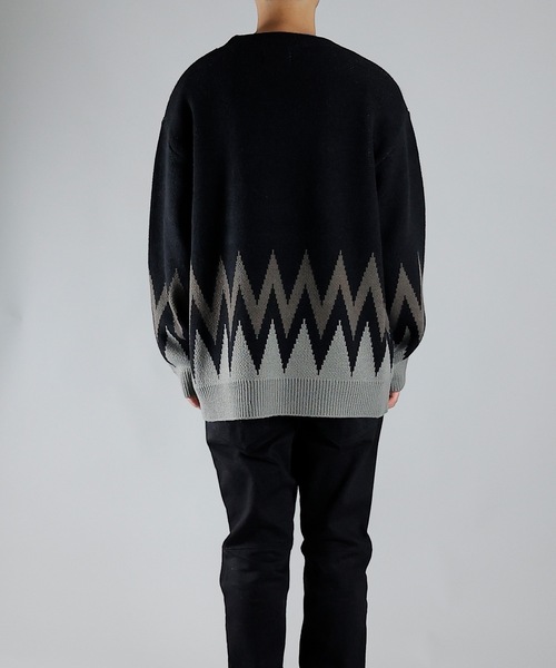 Number (N)ine ブラック　ニットセーター NUMBER (N)INE（ナンバーナイン） セーター ニット ZIGZAG JACQUARD