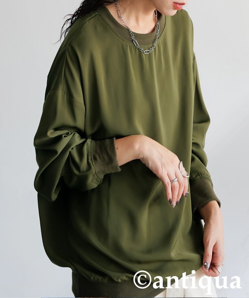 antiqua（アンティカ） antiqua tシャツ リブ切り替えシアートップス
