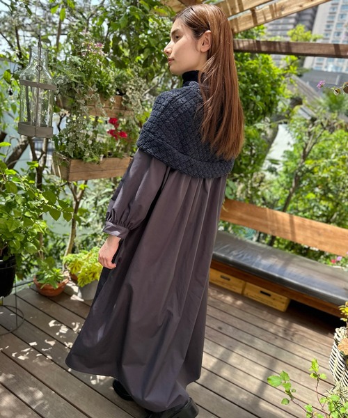 AVIE（アビィ） ワンピース キルティングニットケープロングワンピース