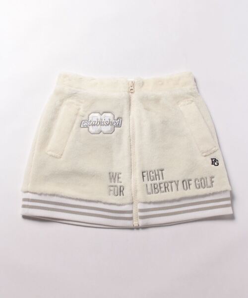 PEARLY GATES カレッジロゴ ボア フロントジップスカート 【公式通販】