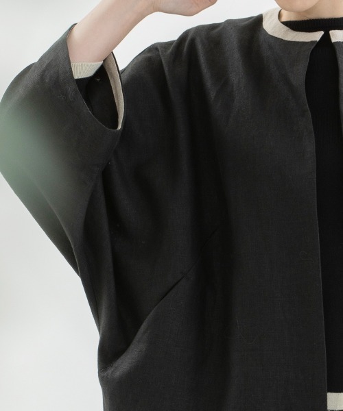 nop de nod ジャケット ノーカラージャケット Cloche リネン