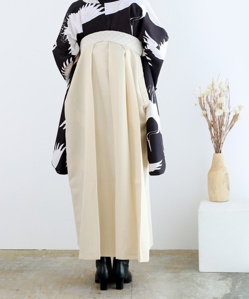 袴 単品 無地刺繍 レース紐 袴丈91,95,99cm 白地 NO38368 KYOETSU（京越） 着物 レディース白レース紐無地袴 レディース