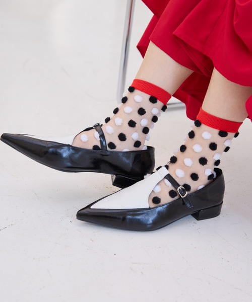 ぽんぽ manana suerte 靴下 ponponドットソックス レディース : ZOZOTOWN