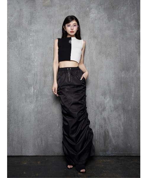 Darich - バイカラーカメリアモチーフニットトップス darich Darich（ダーリッチ） バイカラーカメリアモチーフニットトップス
