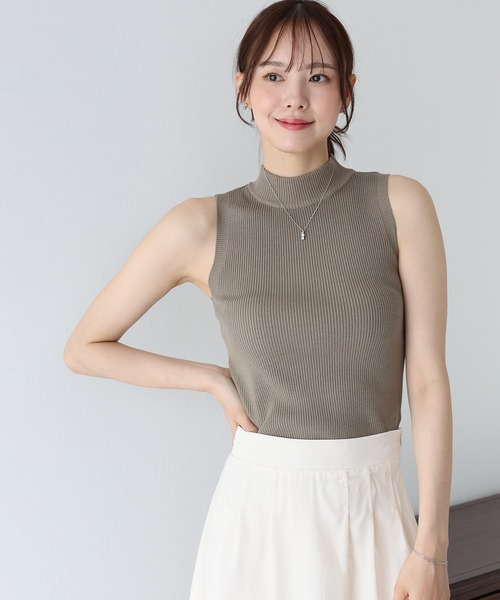 BLUEEAST ニット セーター なめらかリブノースリニット レディース