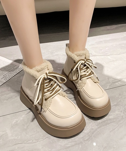 Lace Ladies（レースレディース） ブーツ 配色 レースアップ 裏ボア