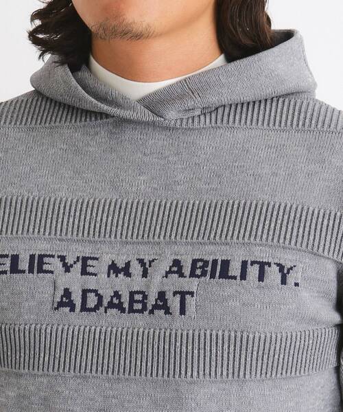 ずっと気になってた adabat メンズ 長袖フーディ ロゴデザイン ニット セーター レディースウェア