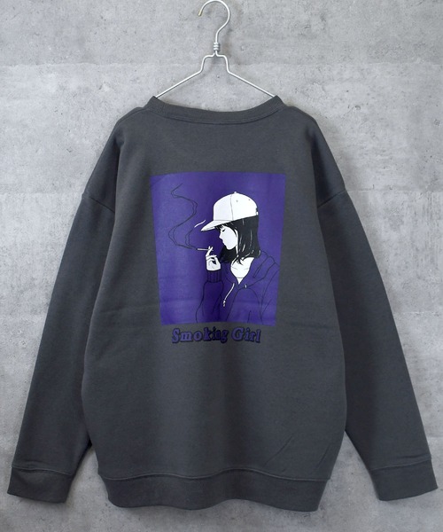トレーナー スウェット back print illustration sweat shirt/バック