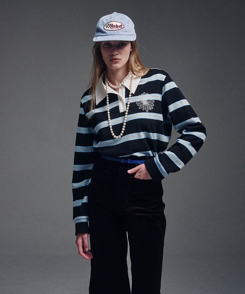ポロシャツ ポロ RUGBY SHIRT STRIPE ALUMNI CLASSIQUE レディース Mardi Mercredi ポロシャツ ポロ RUGBY SHIRT STRIPE FLOWER