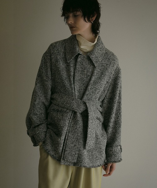 新品　タグ付き　MANOF マノフ　ツイード　コート　アウター　ジャケット MANOF（マノフ） ステンカラーコート コート TWEED MIDI COAT
