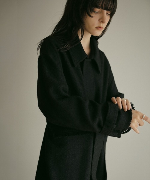 新品　タグ付き　MANOF マノフ　ツイード　コート　アウター　ジャケット セール】TWEED MIDI COAT（ステンカラーコート）｜MANOF（マノフ）の