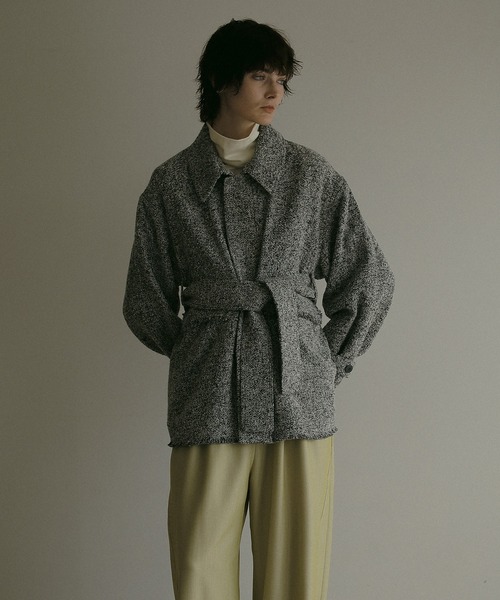新品　タグ付き　MANOF マノフ　ツイード　コート　アウター　ジャケット MANOF（マノフ） ステンカラーコート コート TWEED MIDI COAT