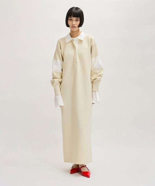 【中古品】ADAM ET ROPÉ アダムエロペ ポロシャツニットワンピース ADAM ET ROPE'（アダムエロペ） ワンピース 「サステナブル