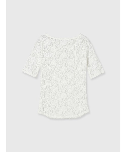 anuans（アニュアンス） tシャツ 半袖 シュリンクレースボートネック
