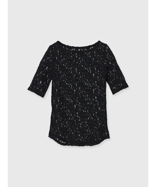 anuans（アニュアンス） tシャツ 半袖 シュリンクレースボートネック