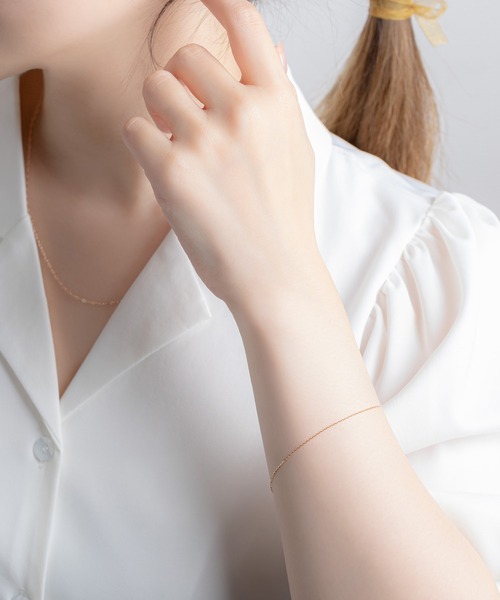 BLOOM シンプルチェーンネックレス　イエローゴールド　アジャスター付 BLOOM（アクセサリー） ネックレス K10 イエローゴールド