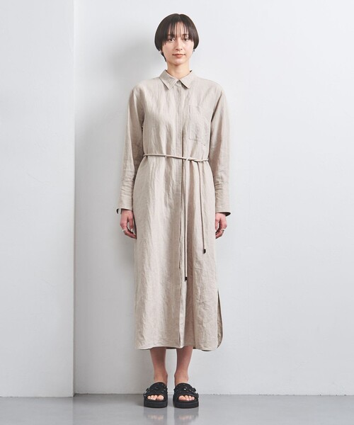 UNITED ARROWS ワンピース リネン ベルト シャツワンピース