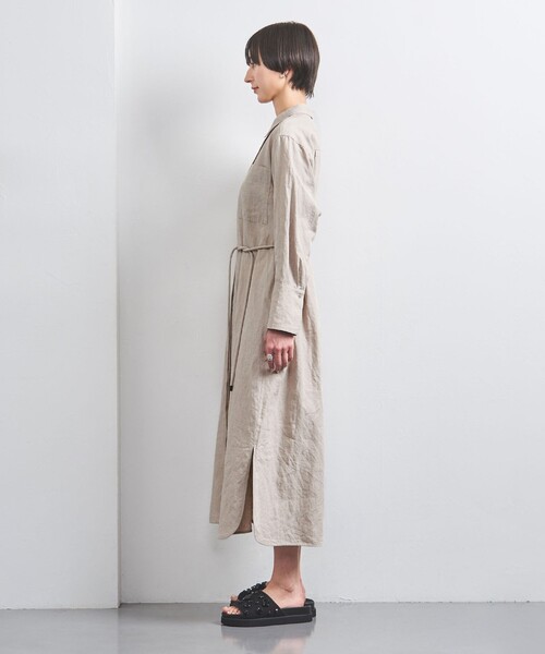 UNITED ARROWS ワンピース リネン ベルト シャツワンピース