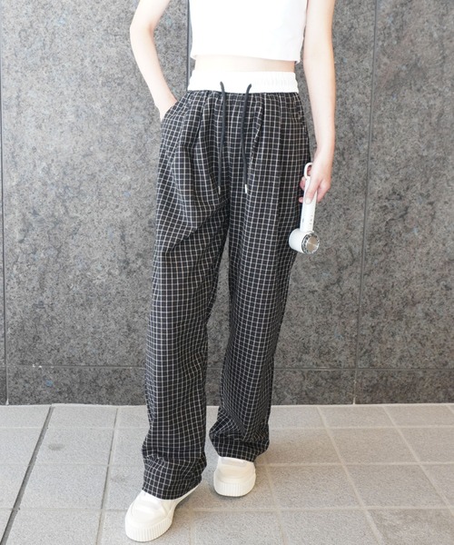 2ly2 パンツ ストリート×カジュアル！ゆったりチェックワイド