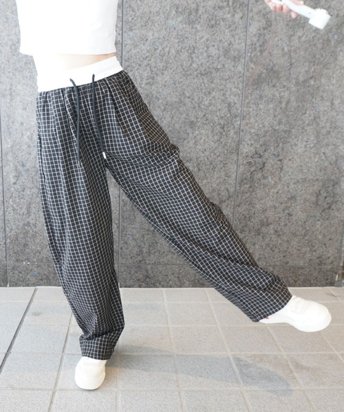 2ly2 パンツ ストリート×カジュアル！ゆったりチェックワイド