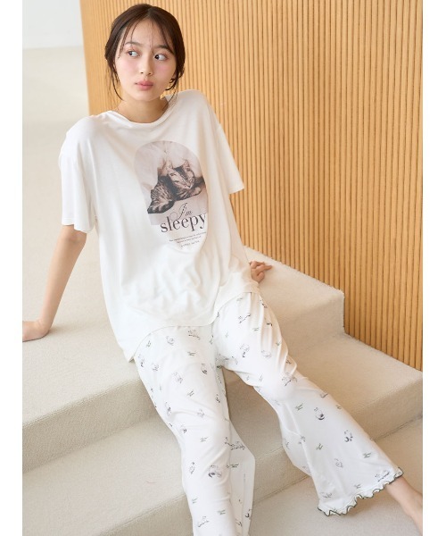 ルームウェア・パジャマ Snidel home SNIDEL HOME パジャマ ルームウェア CAT Tシャツ レディース