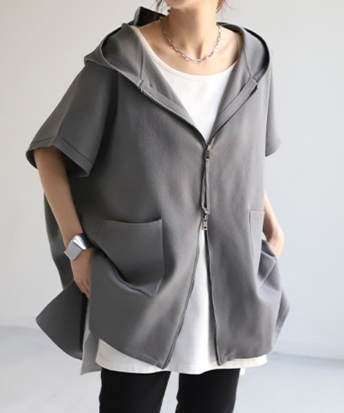 HUG.U（ハグユー） パーカー 軽量 フード付きジレ レディース