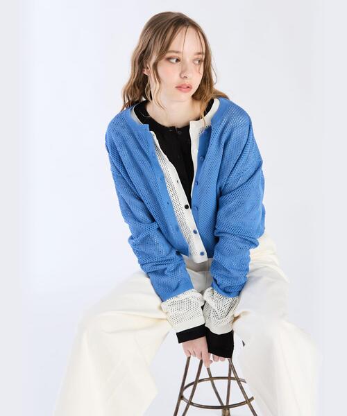 agnes b. / アニエスベー 9789JBZ0 メッシュニットロング 長袖カーディガン agnes b. - 【agnesb.】9789JBZ0 メッシュニットロング長袖