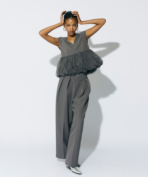 ANDRESD パンツドレス peplum tulle set up pants dress