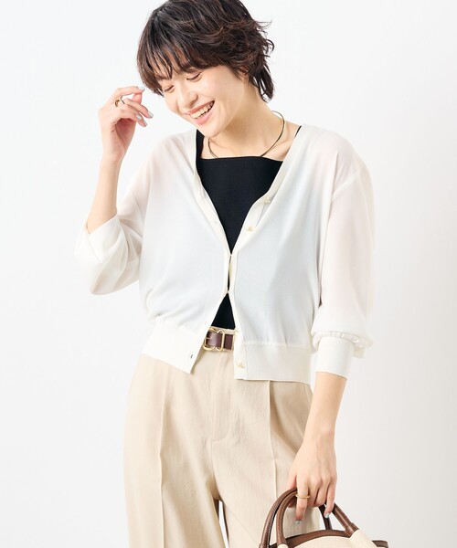 カーディガン 「手洗い可能」シフォンVネックカーディガン レディース NOLLEY'S カーディガン 「手洗い可能」シフォンVネック