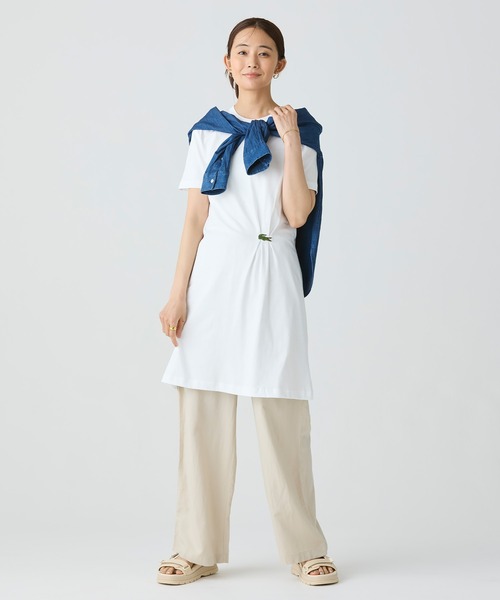 LACOSTE ワンピース ワニロゴプリーツTシャツドレス /ワンピース