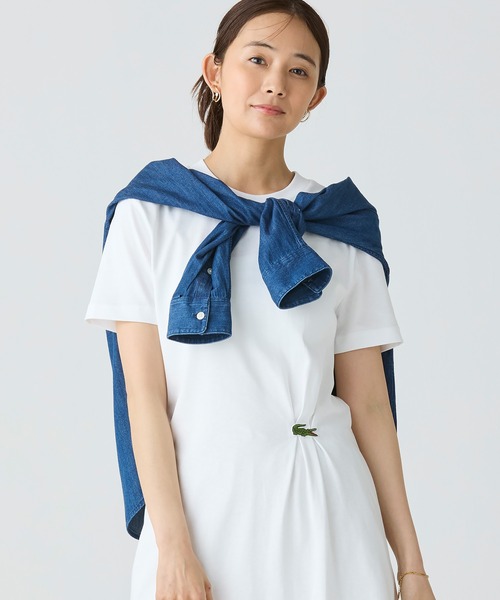 極美品　ラコステ　膝丈ワンピース　テニス　ゴルフ　プリーツ　ロゴ刺繍　半袖 極美品 ラコステ 膝丈ワンピース テニス ゴルフ プリーツ ロゴ
