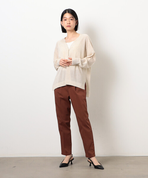 EVERYDAY I LIKE. リネン混カーディガン　オーバーサイズブラウン COMME CA ISM（コムサイズム） カーディガン 夏 リネン混カーディガン