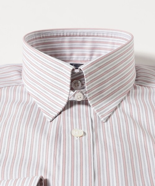 BEAMS F シャツ コットン オルタネイトストライプ タブカラー