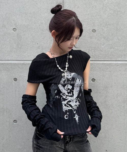 tシャツ Dual angel pattern tops レディース メンズ