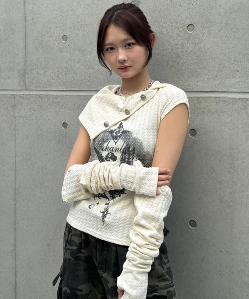 tシャツ Dual angel pattern tops レディース メンズ_3