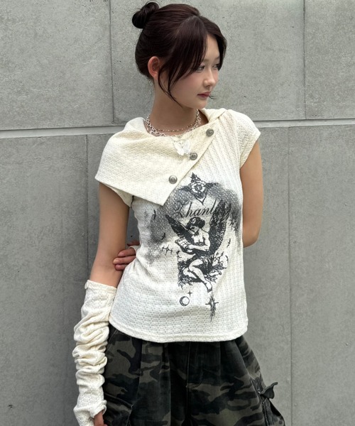 tシャツ Dual angel pattern tops レディース メンズ_4