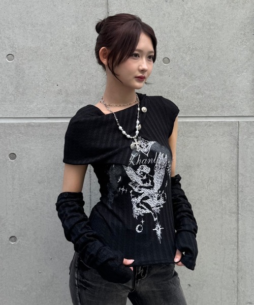tシャツ Dual angel pattern tops レディース メンズ_9