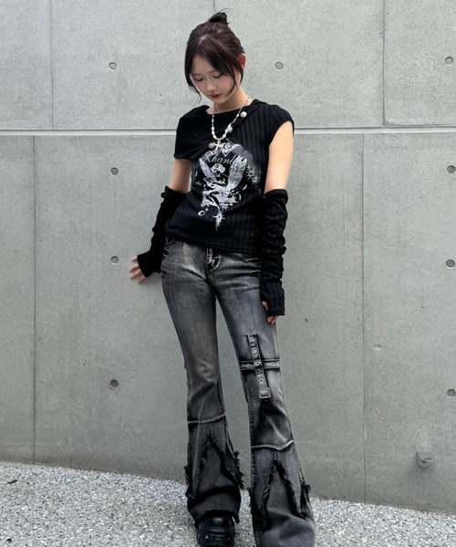 tシャツ Dual angel pattern tops レディース メンズ_11