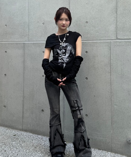 tシャツ Dual angel pattern tops レディース メンズ_12