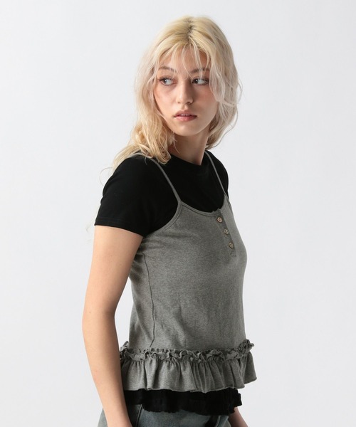 FOREVER21 tシャツ 「2025SS」キャミレイヤードフリルT