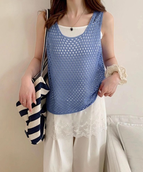 miniministore（ミニミニストア） ベスト ジレ 透かし編みニットベスト